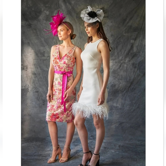 Eliza J Floral Embroidered V Neckline Sleeveless Sheath Dress - Picture 5 of 8